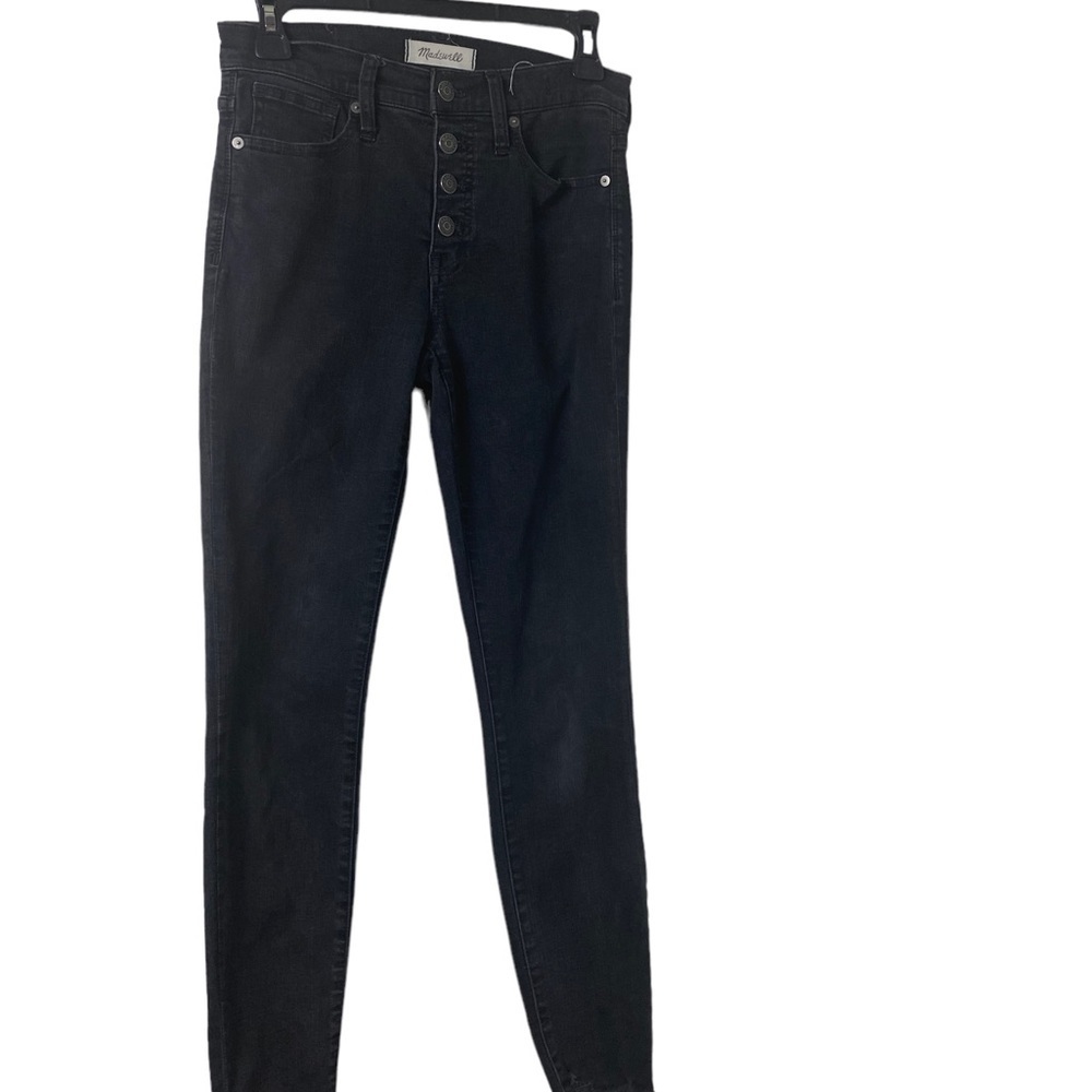 Madewell 9' High - Rise Skinny Button Fly Raw Hem Jeans. Black. Sz 26.
